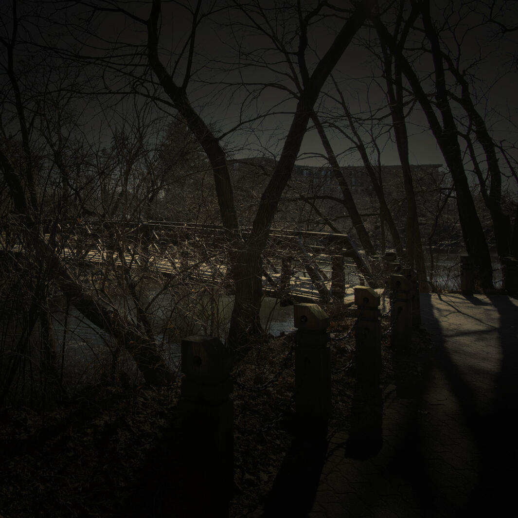 Foggy Riverwalk Sunset in Naperville